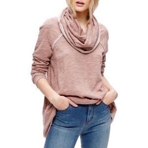 FREE PEOPLE BEACH COCOON COWL NECK PULLOVER TOP COTTON BREATHABLE NATURAL S
